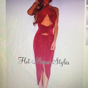 Crisscross cutout halter dress